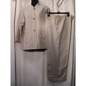 garnet hill Silk & Linen Blazer & Wide Leg Pull On  Pants 8 Petite